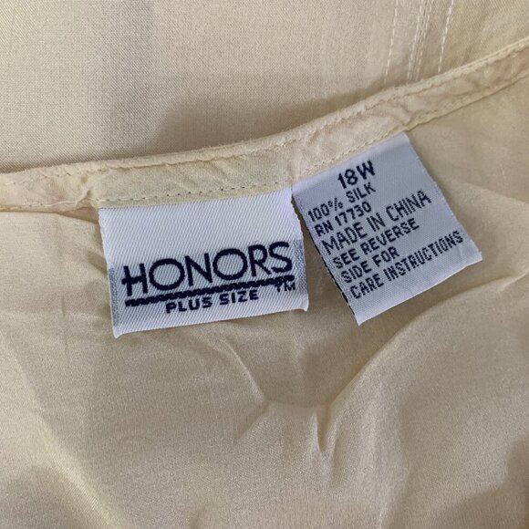 Honors Plus Cream 100% Silk Button Down Shirt 18W Vintage - Picture 4 of 4